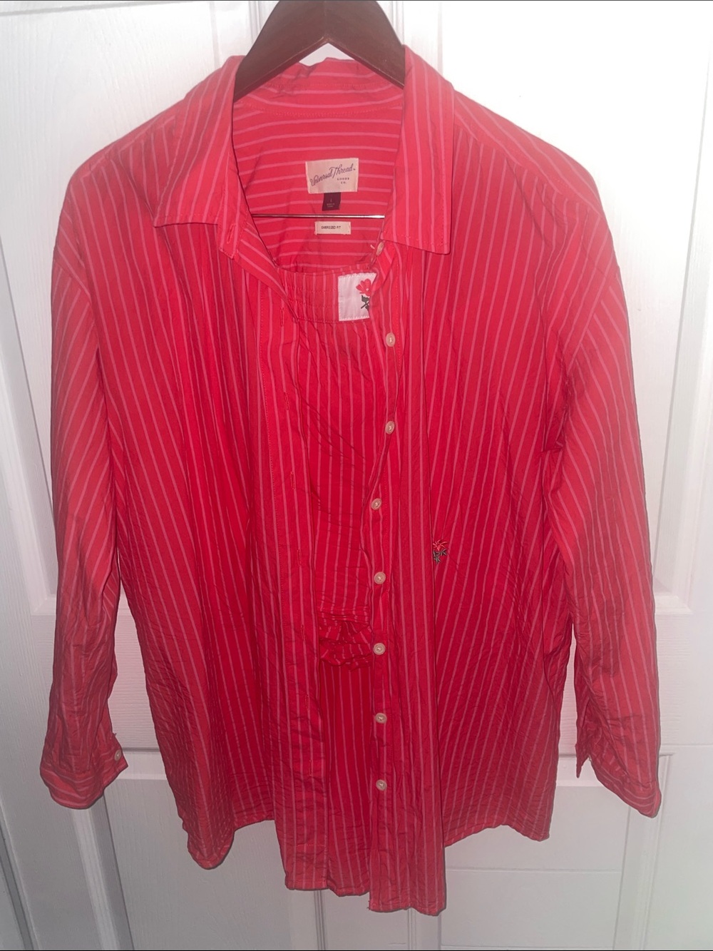 Universal Thread Red Pinstripe Button-Down Shirt with shorts